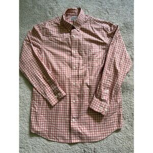Duluth Trading Company Long Sleeve Button Down‎ Orange Checkered Size Medium